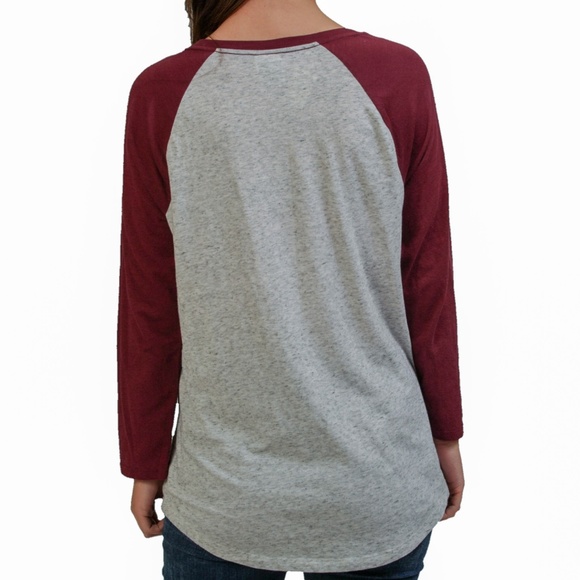 ●PINK Long Sleeve Color Block Pocket Tee - Picture 3 of 3